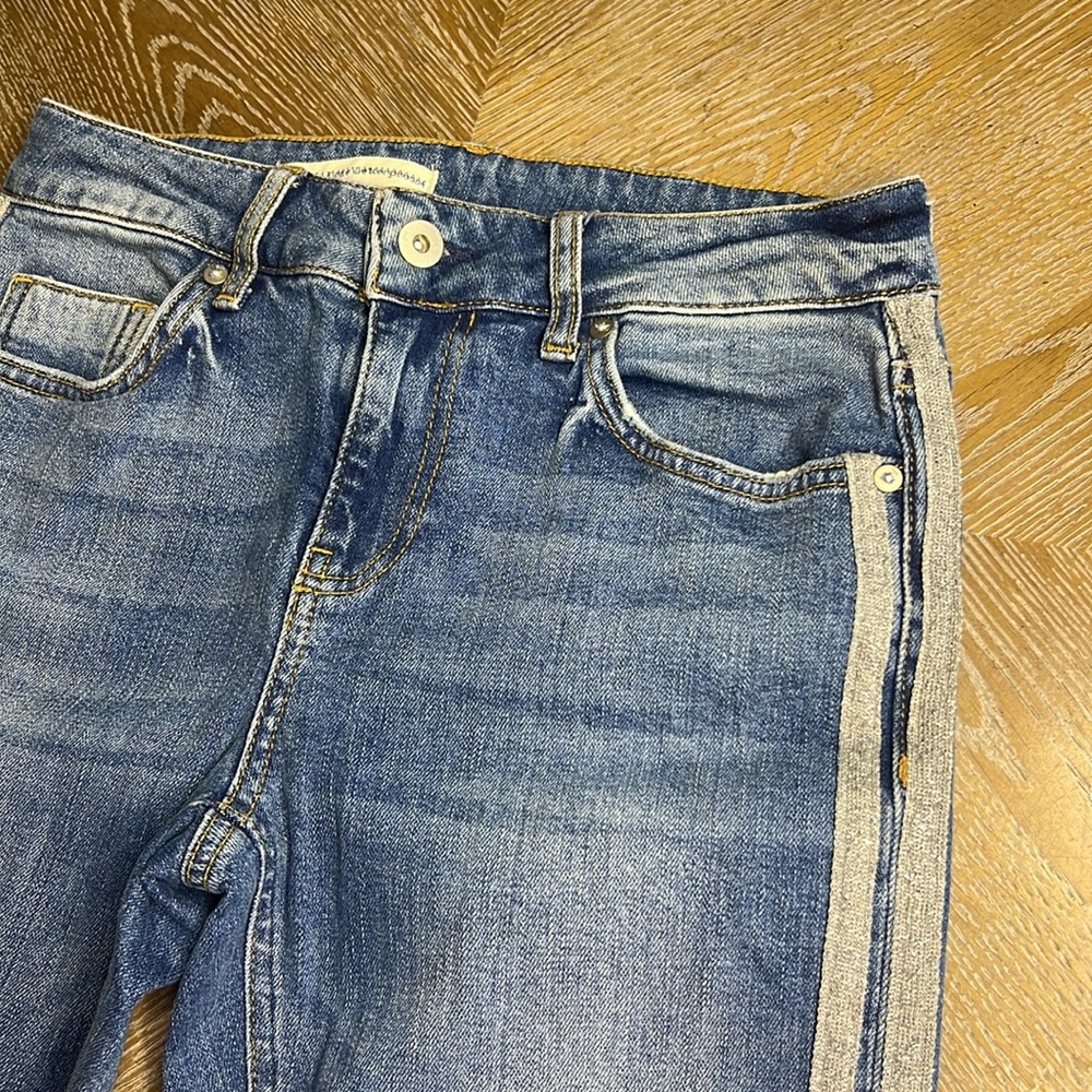 ANTHROPOLOGIE Pilcro & The Letterpress Silver Glitter Side Stripe Jeans - Picture 5 of 9